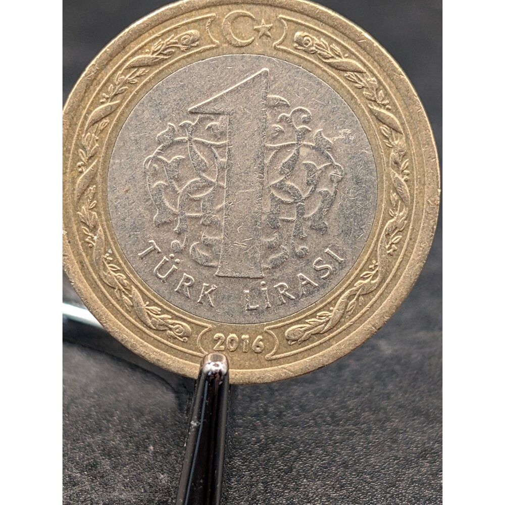 2016 Turkey 1 Lira • Atatürk Portrait • Bimetallic Collectible Coin